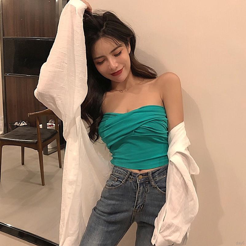 Áo Ống Croptop Trễ Vai Phong Cách Hàn Quốc
