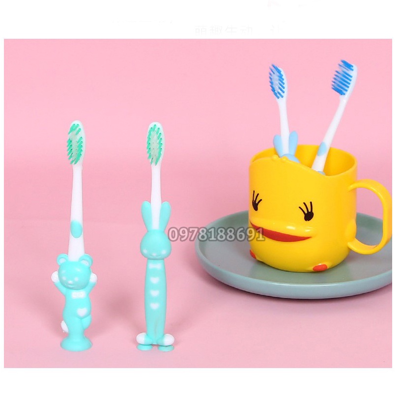 SET 4 Bàn Chải Đánh Răng Trẻ Em Có Chân Đứng Lông Mềm