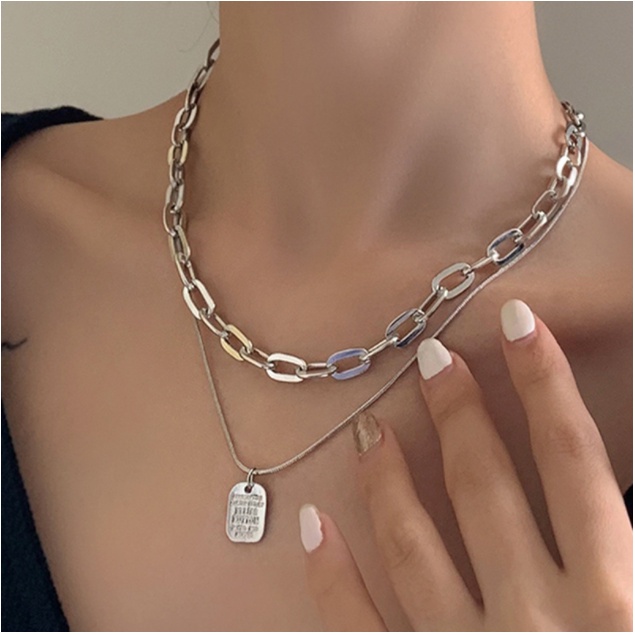Dây chuyền 2 lớp phong cách hip hôp - pk56