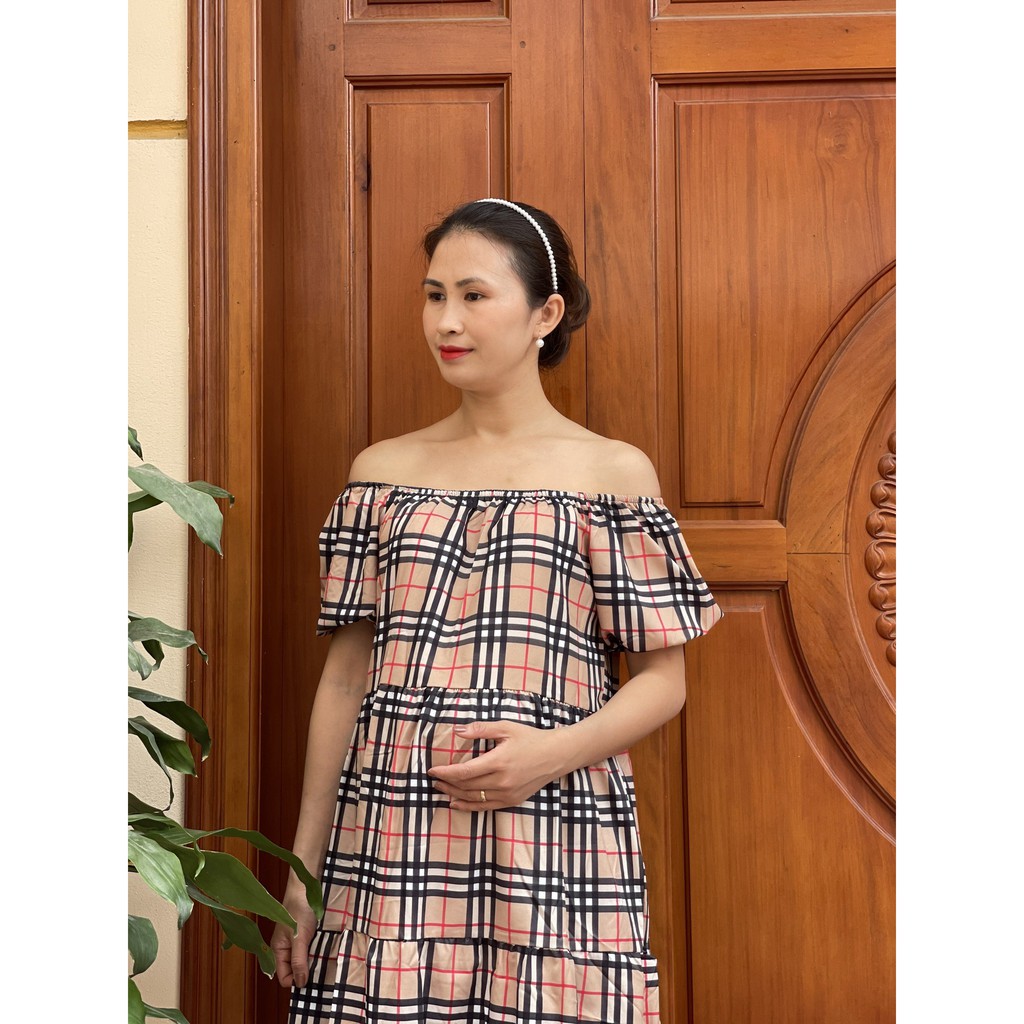 Váy bầu thiết kế_đầm bầu thời trang TRỄ VAI KẺ XINH V270
