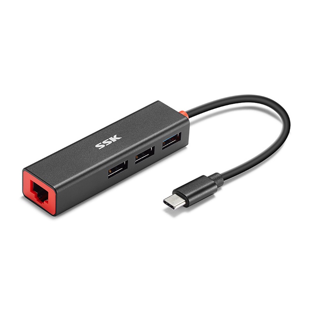 Hub USB 3.0 3 port + LAN (100Mb) SSK C535 Chính hãng (Cổng Type-C). VI TÍNH QUỐC DUY