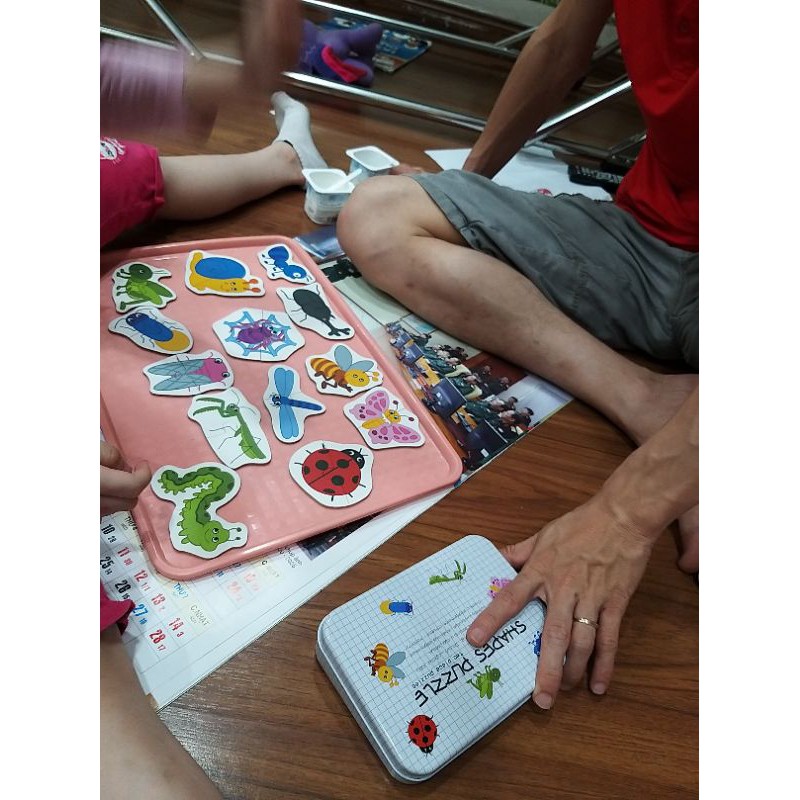 (Nhiều mẫu)(video thật) Ghép hình hộp Sắt 2 mảnh Shapes Puzzle cho bé - côn trùng, đại dương #dochoithongminh