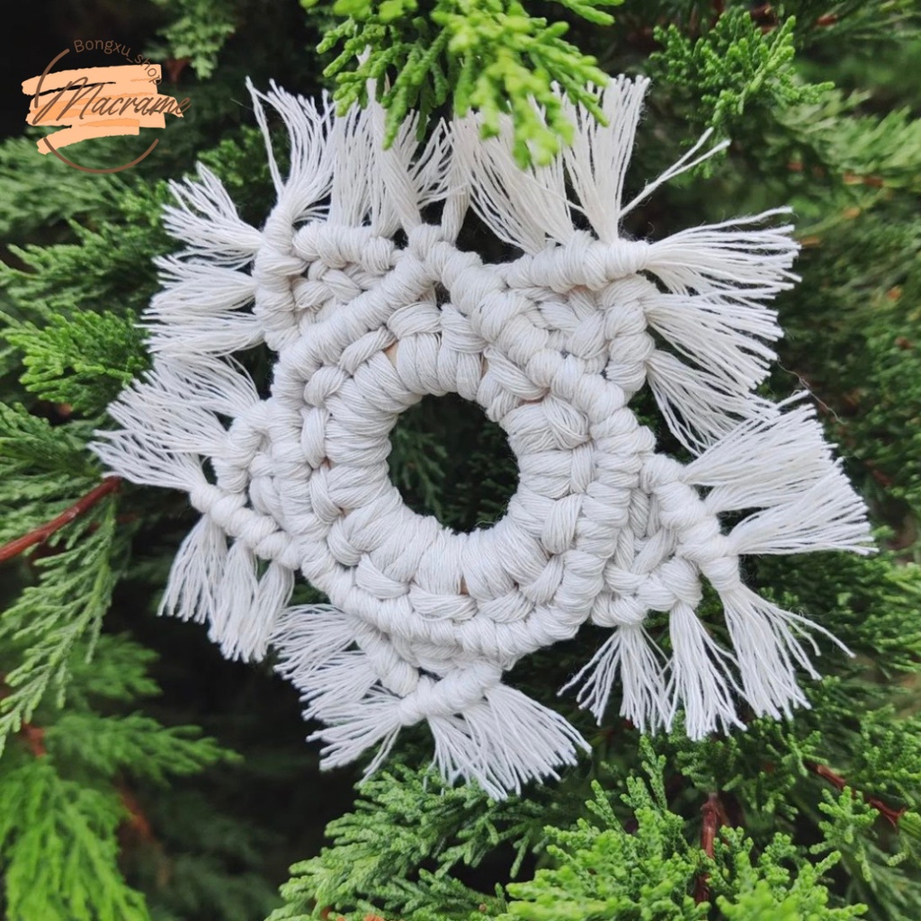 Hoa tuyết macrame, trang trí cây thông noel, trang trí nhà cửa quán cf homestay...Bongxu_Shop