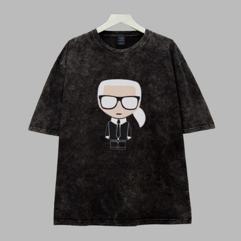 Áo thun Wash in hình thương hiêu AZILA232 Tay lỡ From rộng chất liệu cotton 260Gsm