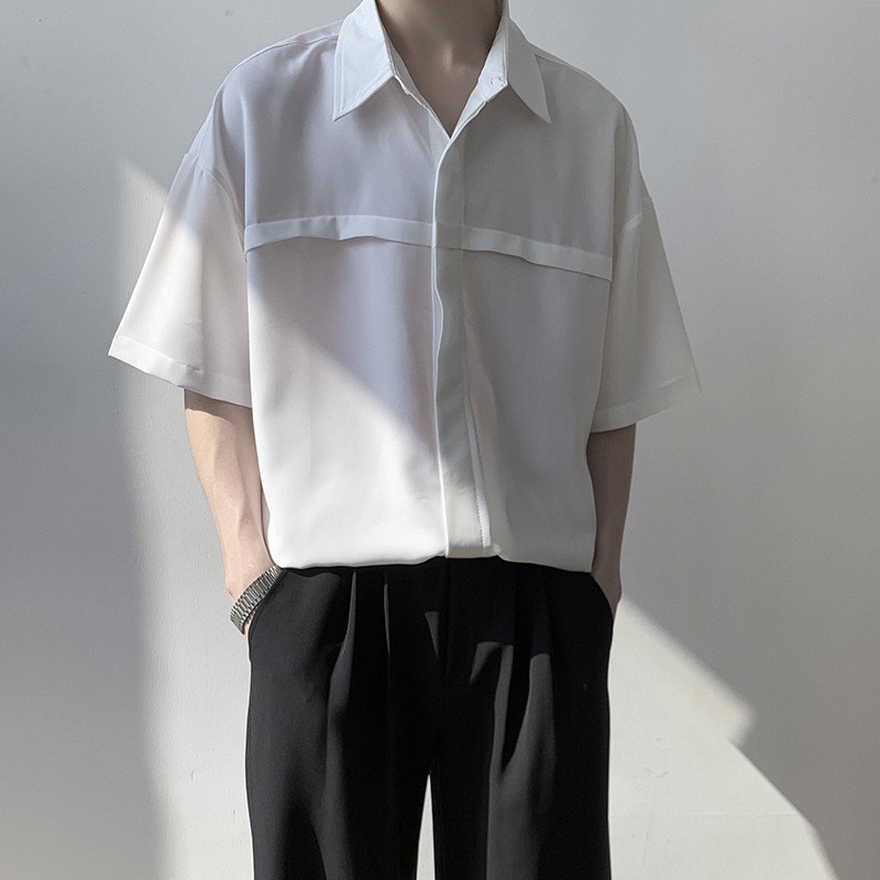 Áo sơ mi nam trắng ngắn tay form rộng, áo sơ mi nam thể thao thời trang dạo phố mùa hè freeship mã SM07 | BigBuy360 - bigbuy360.vn