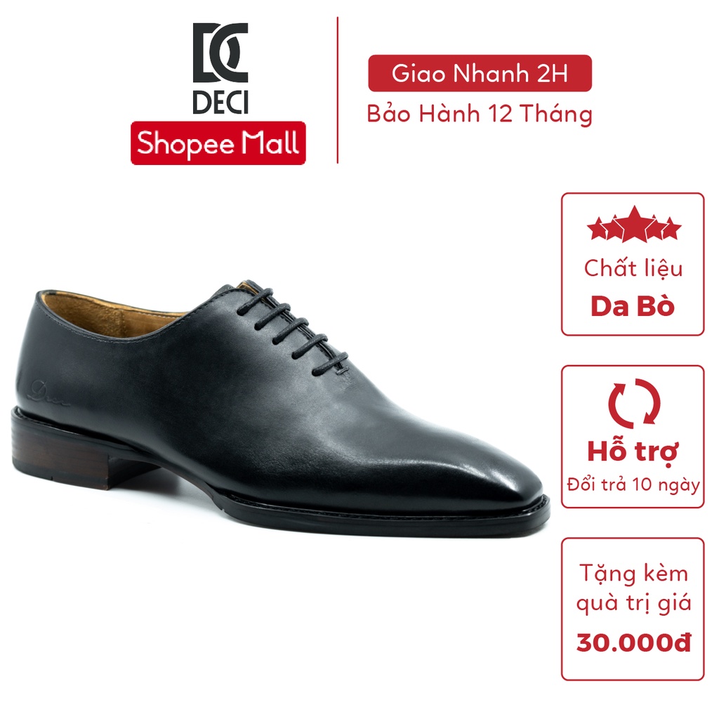Giày tây công sở DECI cao cấp màu đen dòng Oxford Wholecut OXFORD AH01