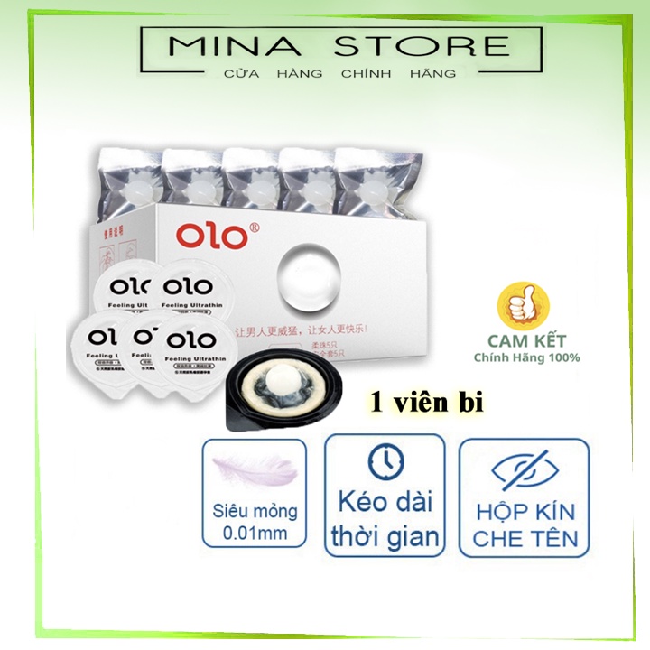 Bao Cao Su OLO Siêu Mỏng 001 Trắng Hạt Silicone - Kích Thích Điểm G - Hộp 5 Bao và 5 Bi Giá tốt/giá rẻ