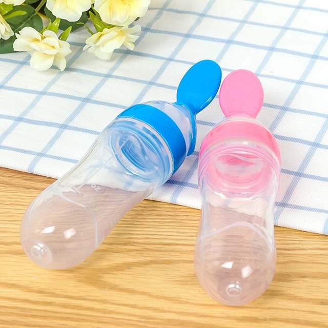 Bình thìa silicon, Bình sữa thìa hỗ trợ bé ăn dặm đa năng - Dung tích 90ml