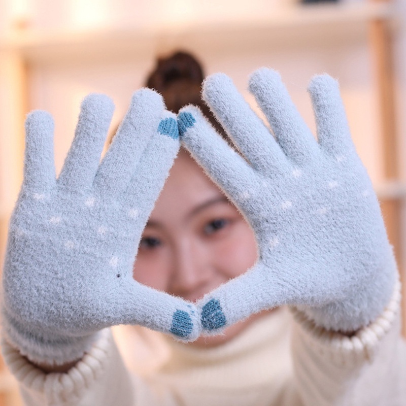 Găng Tay Dệt Kim Thêu Hình Người Tuyết Dễ Thương Có Thể Chạm Màn Hình Cảm Ứng
