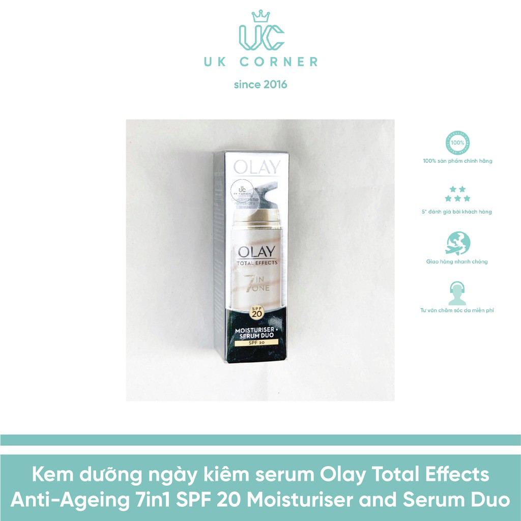 OLAY UK - Anh Quốc phân phối Kem dưỡng ngày kiêm serum 0Iay Total Effects Anti-Ageing 7-in-1 SPF 20 40 ml