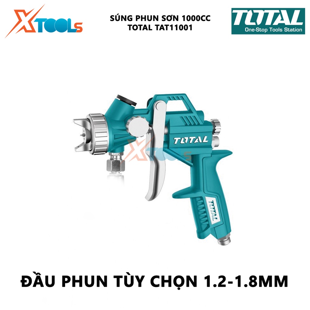 Súng phun sơn Total TAT11001 Máy phun sơn cầm tay Vòi phun 1.5mm Áp lực: 3-4bar Mức tiêu thụ 119-200l/phút [XTOOLs]