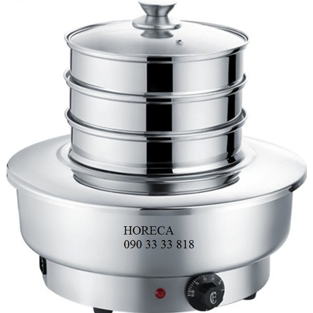 Nồi hấp bánh bao điện tròn inox [3 tầng]