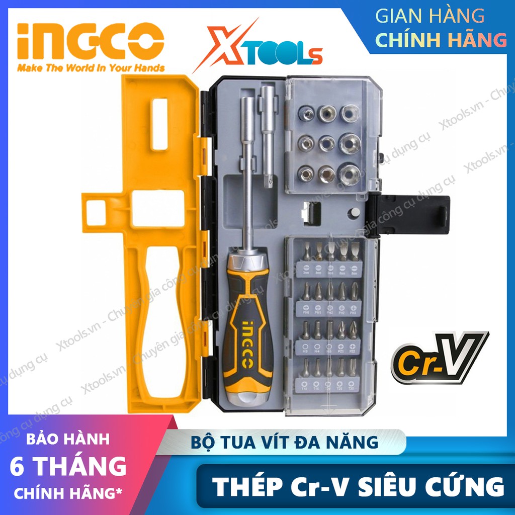 Bộ tua vít đa năng 33 chi tiết INGCO HKSDB0338 tuốc nơ vít đóng mở 2 chiều tự động có nam châm sửa điện thoại máy tính