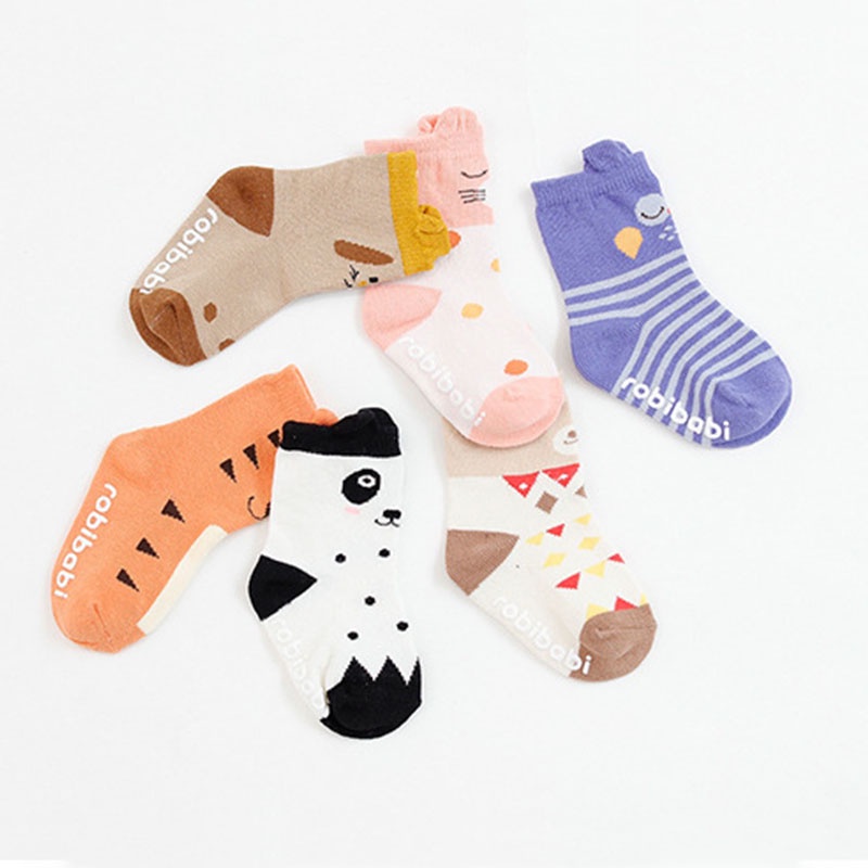 Vớ cotton mềm chống trượt họa tiết hoạt hình dễ thương cho bé