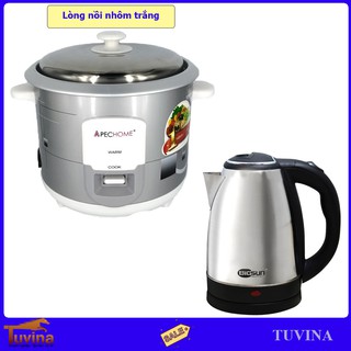 Combo nồi cơm điện apechome aph-rc15 1.5 lít và ấm siêu tốc inox bigsun kb-1500 - hàng chính hãng