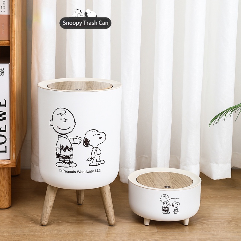 Thùng Rác Tái Chế Được In Hình Snoopy Hoạt Hình Có Nắp Đậy Và Chân Đế Cho Nhà Ở / Văn Phòng / Khách Sạn