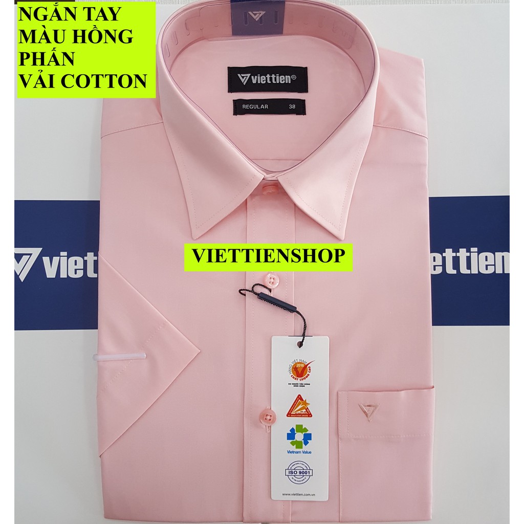 ÁO SƠ MI VIỆT TIẾN NGẮN TAY MÀU TRƠN