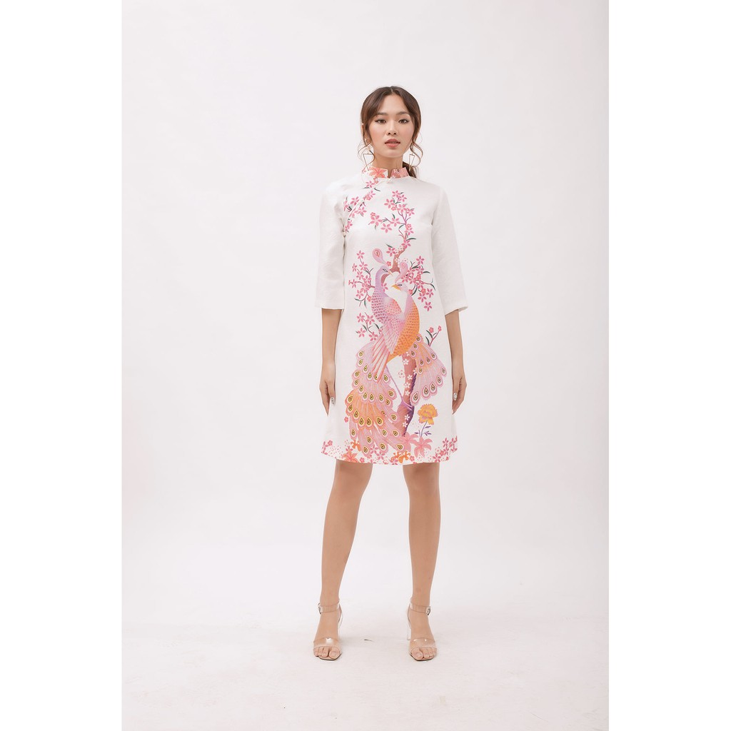 Đầm Gấm, Sườn Xám Cách Tân Chất Gấm Dày Họa Tiết Đôi Công Phong Cách Retro Quyến Rủ Cho Nữ. | BigBuy360 - bigbuy360.vn