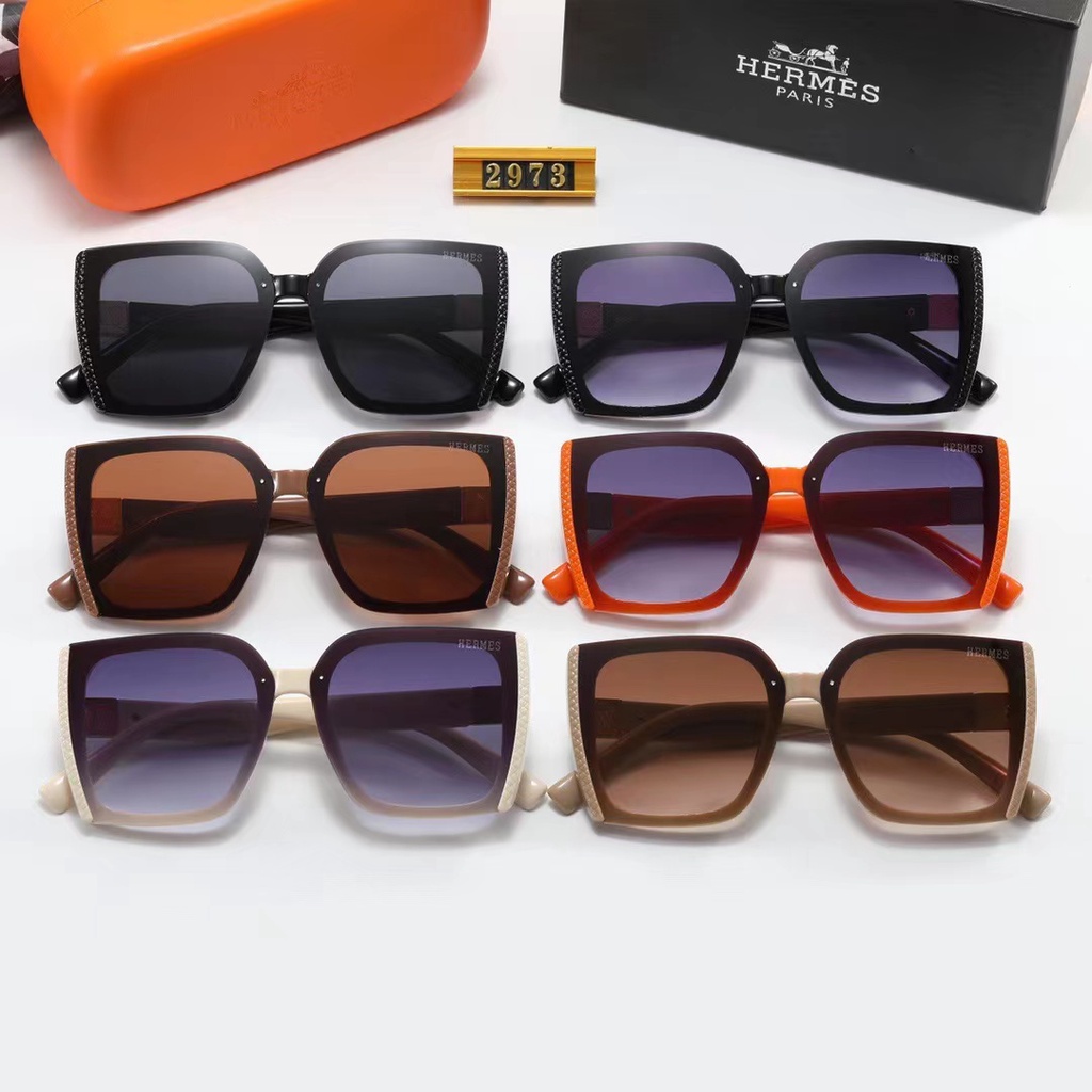 Kính Mát Vuông Hermes Chống Tia uv400 Phong Cách Cổ Điển Thời Trang Cho Nam Và Nữ