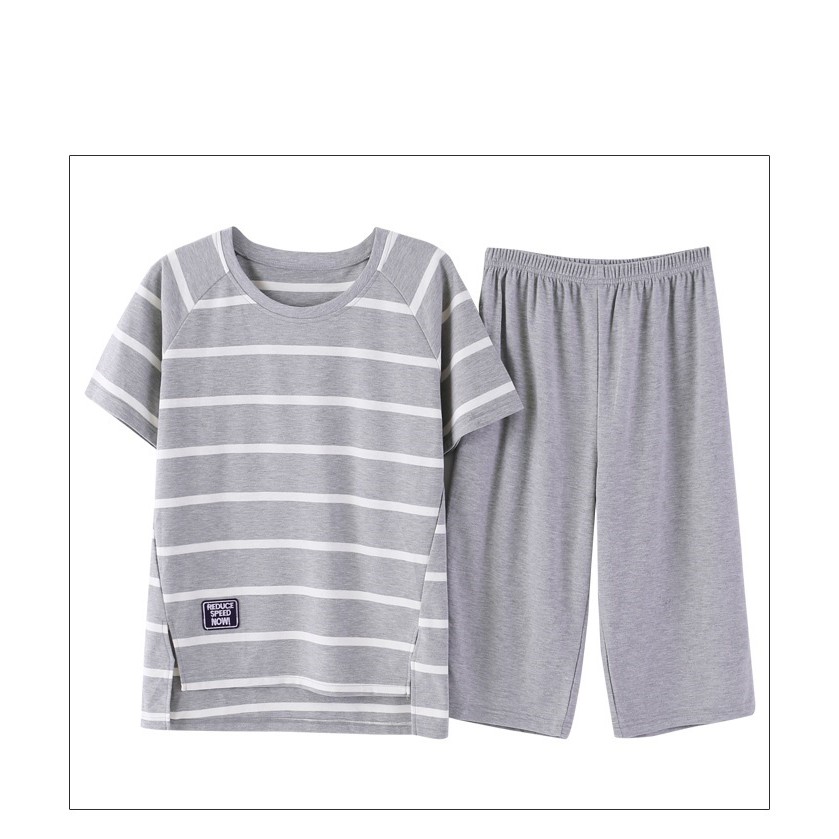 Đồ mặc nhà💖FREESHIP💖 Giảm 50K Khi mua từ 2 Sản phẩm – Đồ  ngủ  cotton quần lửng áo kẻ xẻ tà mã TH02 | BigBuy360 - bigbuy360.vn