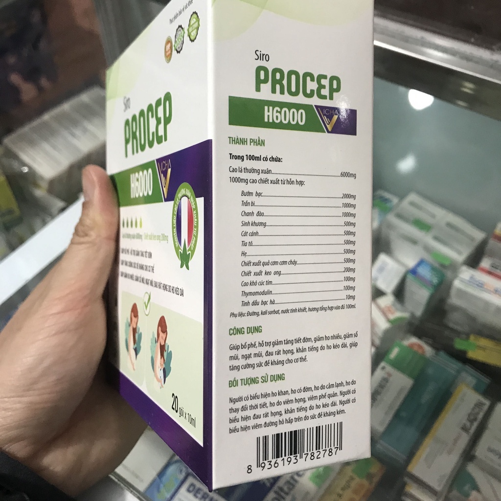 ✅ siro bổ phế PROCEP H6000 dạng gói giảm ho long đàm rát họng siro cao lá thường xuân tỏi đen chanh đào