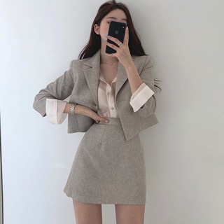 [Hàng order] Set váy áo khoác tiểu thư sang chảnh áo vest váy cạp cao thanh lịch Đ167