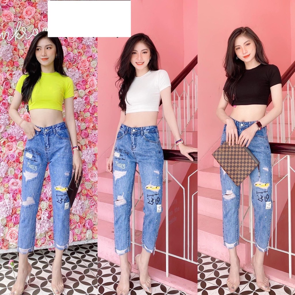 Áo croptop cổ tròn trơn ôm body cực xinh