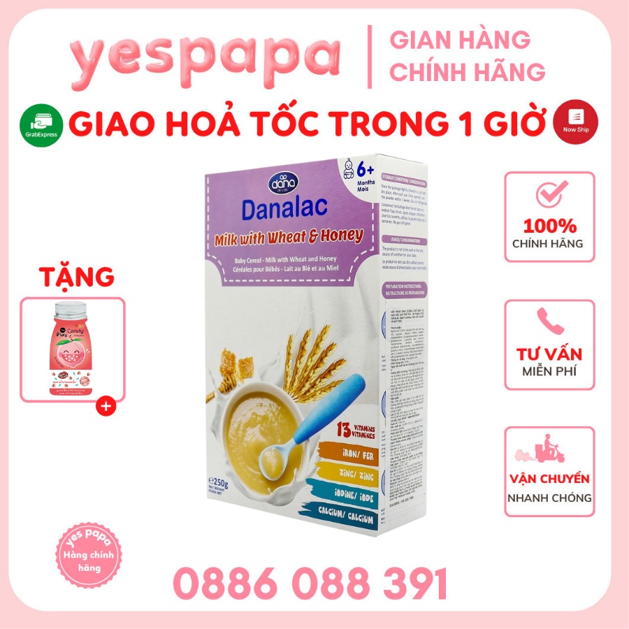 Bột ăn dặm DANALAC sữa với lúa mì và mật ong - Hộp 250g