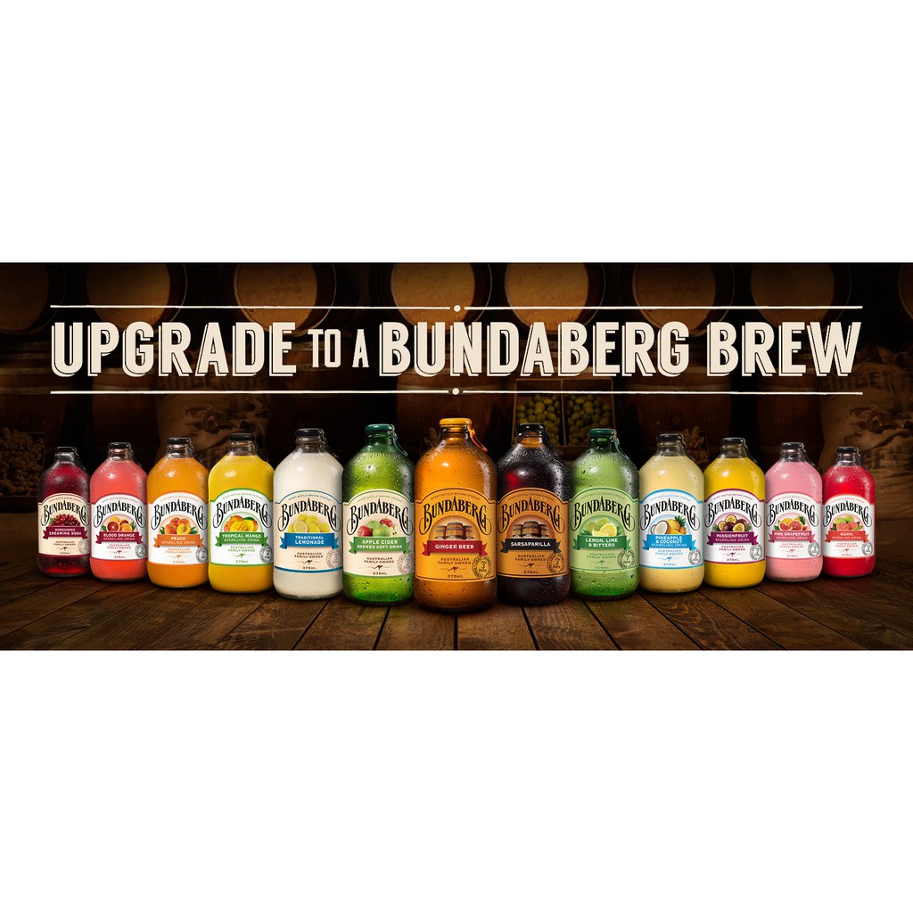 Nước trái cây có ga Úc Bundaberg 375ml 12 vị thoải mái mix