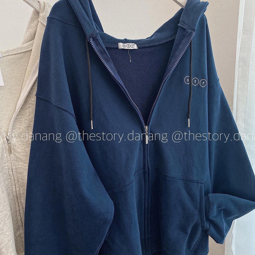 [STORY MADE] [STR] Áo Zip Hoodie SS2 oversize unisex thêu logo A1053