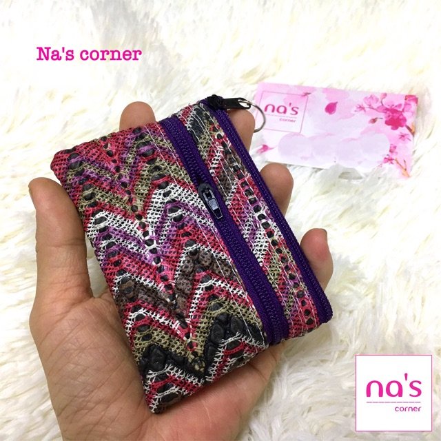 SALES Túi ví nhỏ mini 2 ngăn kiêm móc khoá móc khoá chất da hoặc kết hợp vải