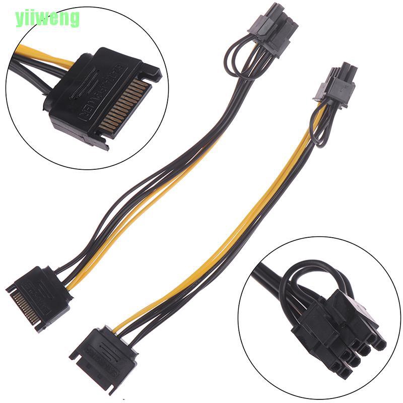 Cáp nguồn YW 15pin SATA Male sang 8pin(6+2) PCI-E 20cm cho thẻ đồ họa | BigBuy360 - bigbuy360.vn