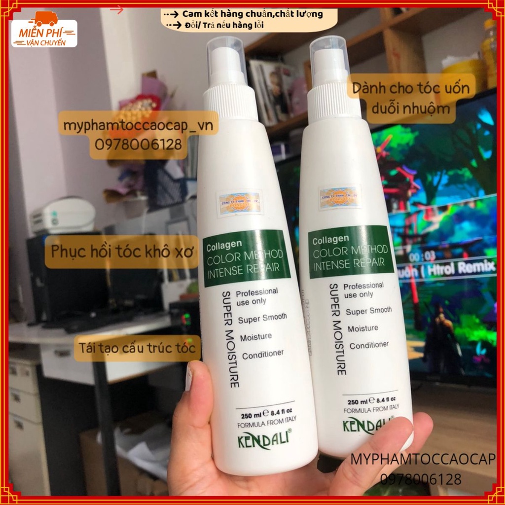 ✅ Xịt dưỡng tóc phục hồi tóc hư tổn collagen Kendali 250ml