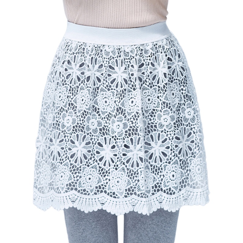 Brroa Áo Ren Rỗng Thêu Hoa Mini Mở Rộng Dưới Eo Co Giãn Nửa Chân Váy Dưới