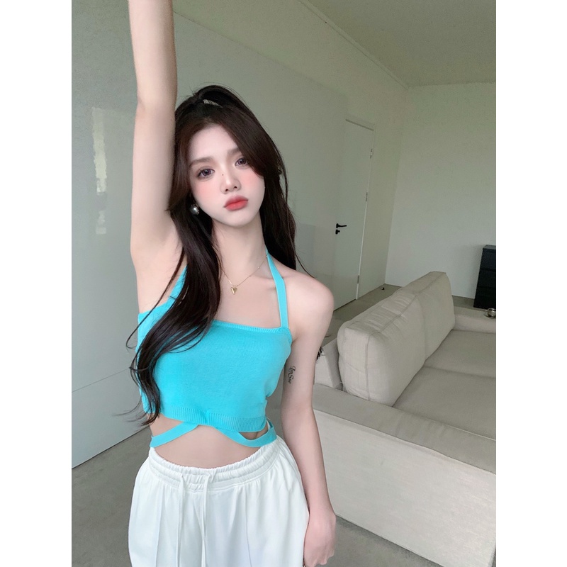 Cocory vn Áo Croptop Dệt Kim Hở Vai Thời Trang Quyến Rũ Cho Nữ