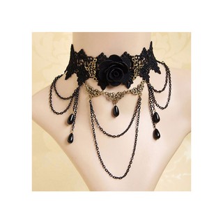 Vòng cổ choker ren hoa hồng đen quyền lực