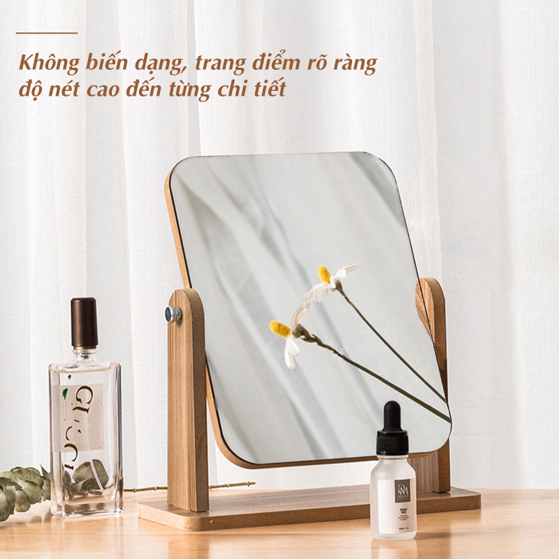 Gương Trang Điểm, Gương Để Bàn Bằng Gỗ Cao Cấp Tràn Viền