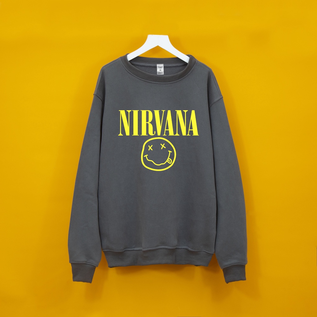Áo nỉ bông Sweater Nirvana MẶT VÀNG  Dogo Store , áo sweater nam nữ nỉ bông cotton
