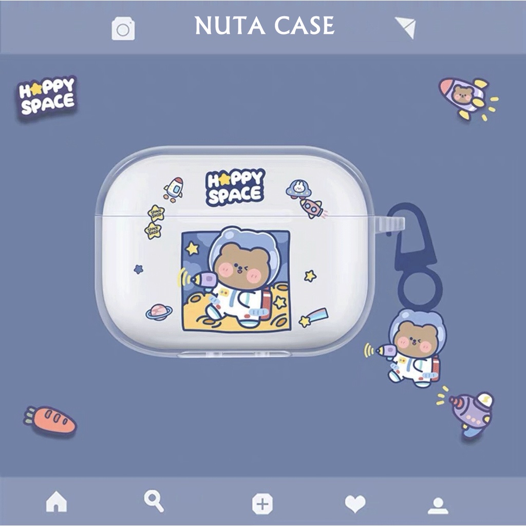 Vỏ bảo vệ tai nghe bluetooth Airpods bằng Sillicone dẻo, ốp Case cute, Airpods 2/pro -ỐP TRONG GẤU
