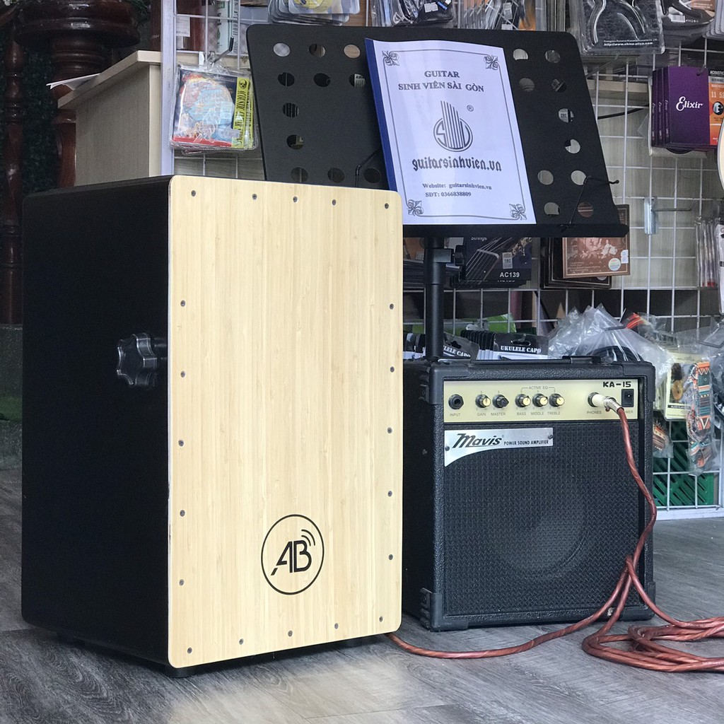 Cajon drum trắng có tay chỉnh tiếng snake kèm EQ giúp đi show,..... - bảo hành 6 tháng - tặng kèm phụ kiện