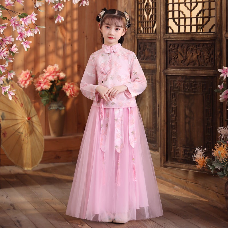 Đầm Công Chúa Kiểu Hán Phục Trung Hoa Thời Trang Mùa Xuân Cho Bé Gái
