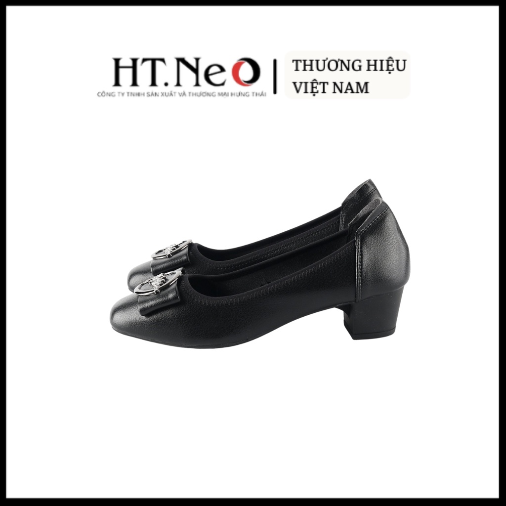 Giày cao gót HT.NEO  gót trụ cao 4cm, quai da đính khuy cực xinh CS227