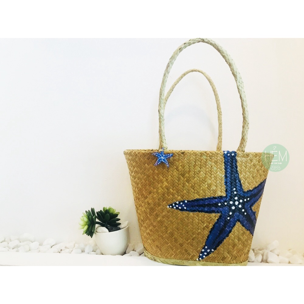 TÚI  XÁCH CỎ THỦ CÔNG, TÚI CÓI ĐI BIỂN HANDMADE SIÊU TO KÈM TAG GỖ
