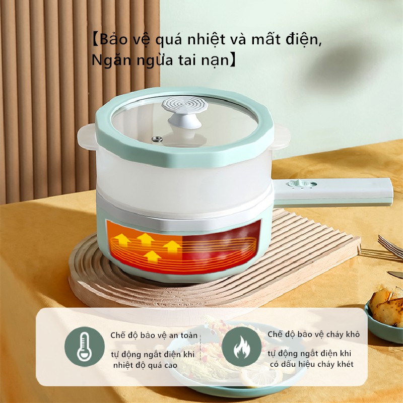 [Mã ELHADEV giảm 4% đơn 300K] Nồi lẩu mini, nồi điện mini đa chức năng dung tích 1,5 lít chống dính chảo