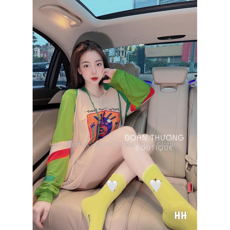 Áo thun dài tay hoạt hình có mũ siêu hot nhiều màu siêu đáng yêu áo hoodie mùa thu