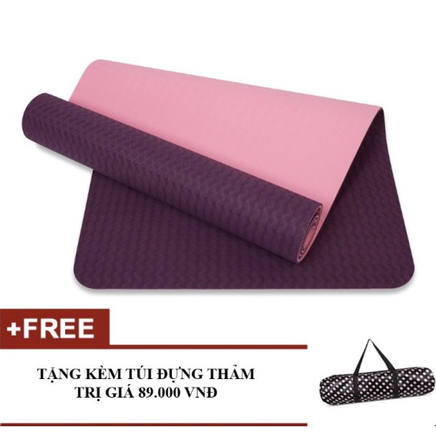 [FREE SHIP]TThảm tập yoga Mat8mm 2 lớp TPE Eco Friendly ( tặng kèm túi vải)