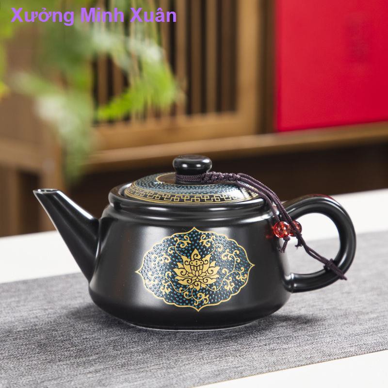 Bộ trà Kung Fukhay tràBộ tràPhụ kiệnẤm trà gốm cổ điển gia dụng một và hai tách Bộ Kung Fu mạ vàng Máy pha bìn