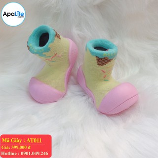 Giày tập đi Attipas Ice Cream - Pink AT011 nhập Hàn Quốc - cho bé trai /bé gái từ 3 - 24 tháng: đế mềm & chống trượt