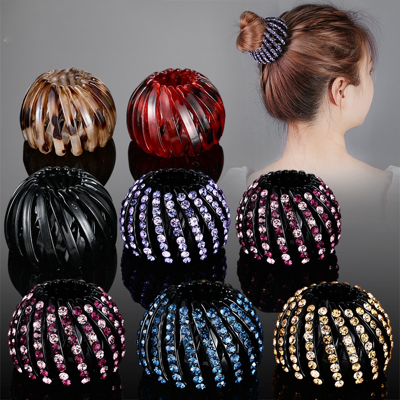 Kẹp Tóc Dạng Móng Vuốt Tạo Hình Tổ Chim Đính Bóng Lông Cho Nữ