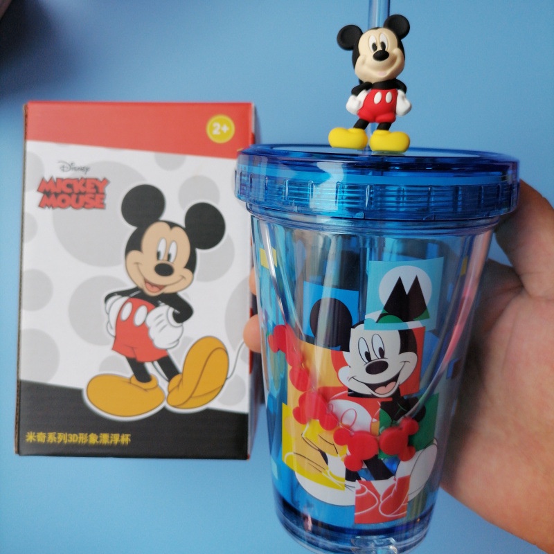 Ly Uống Nước Hai Lớp Hình Búp Bê Disney Nổi Trên Mặt Nước Nóng Lạnh Mùa Hè Kèm Ống Hút Cho Trẻ Em